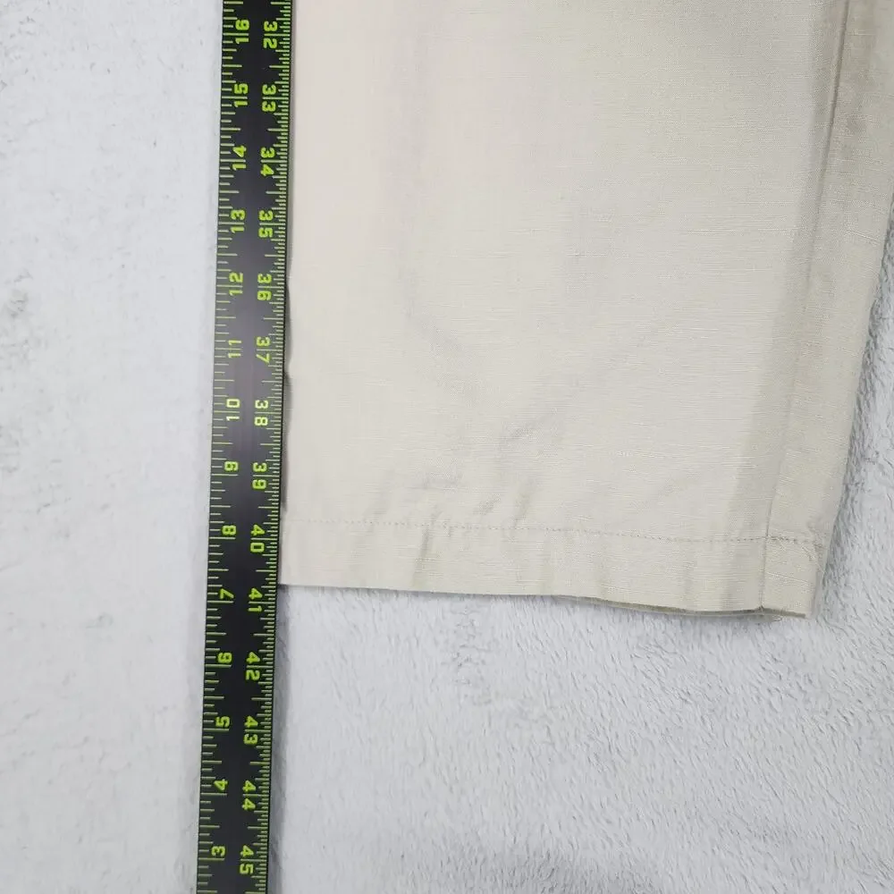 Banana Republic Gavin Chino Pants Mens 38x30 (Fit 38x29) Linen Blend Flat Beige